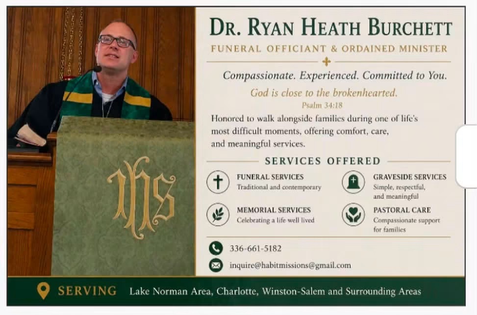 Dr. Ryan Heath Burchett speaking from a church pulpit